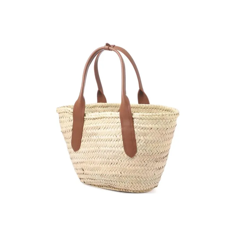 J&M Raffia Handbag Medium Size Unisex Beige Yellow-2