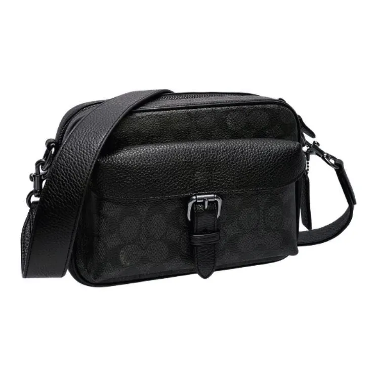 COACH Artificial Leather Shoulder Bag Crossbody Bag Small Size Men's Charcoal Black-1