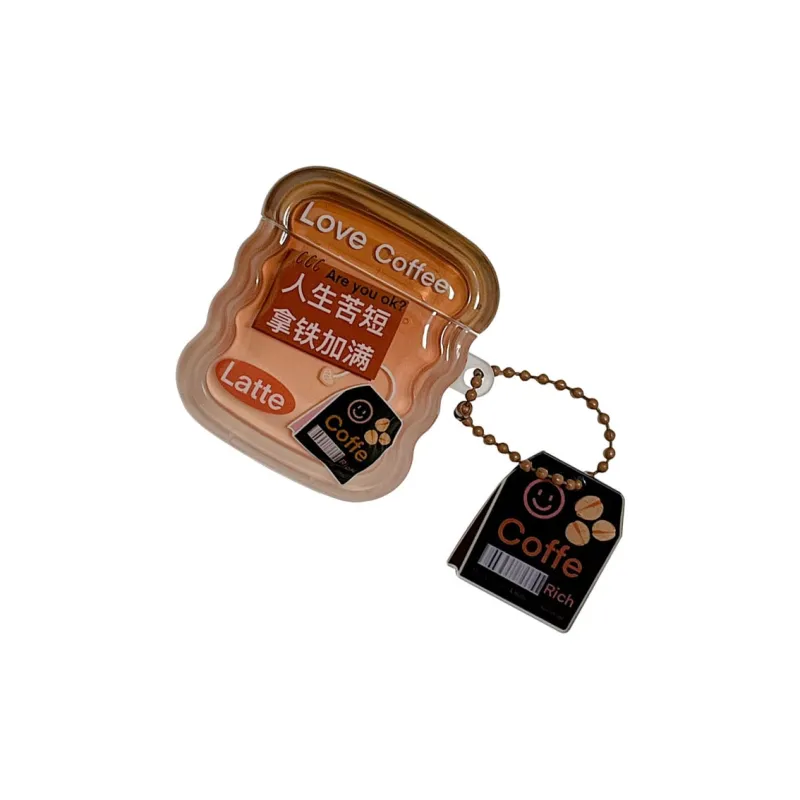 Baohuguang Compatible With AirPods 1/2/3 TPU Creative Text Latte Fully Enclosed Impact Resistant Headphone Cases-1