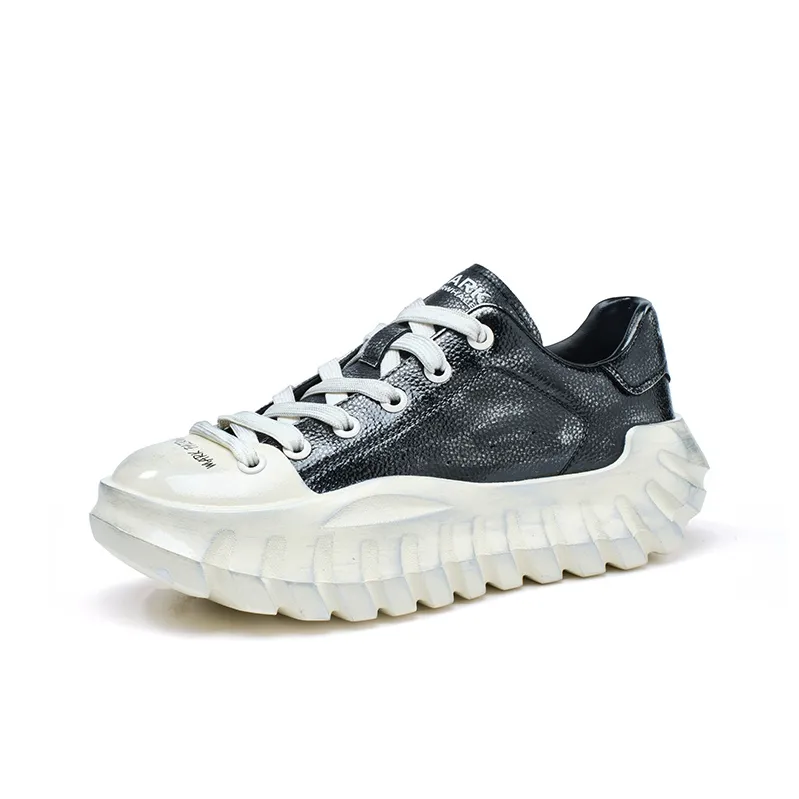 FAIRWHALE Chunky Sneakers Men Low Top Black/Blue/White/Brown-1