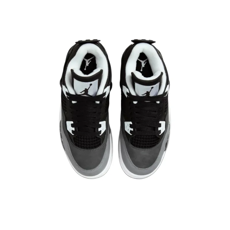 Jordan Air Jordan 4 Slip Resistant Anti Kick High Top Children's Basketball Shoes Black Unisex-3