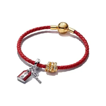 Pandora Gold Plated Copper Silver Alloy Bracelets Women's Red