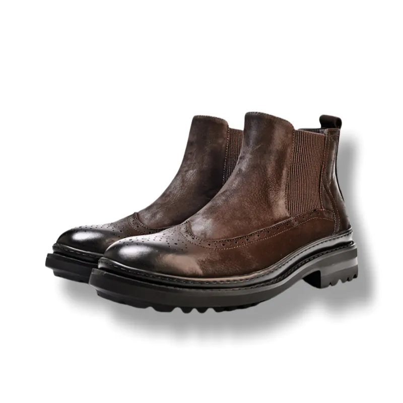 Brounvanm Short Chelsea Boots Men's Coffee-2