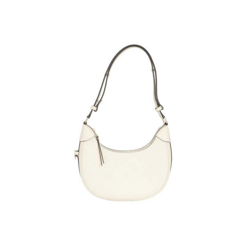 TORY BURCH T Monogram Leather Crescent Bag Light Cream-0