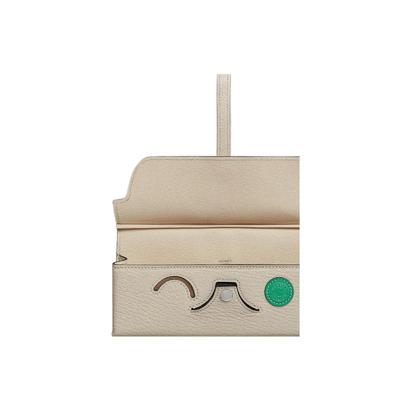 HERMES In The Loop Mysore Goat Skin Eyeglass Cases Eyeglass Pouches Women's Cream White/Black/Teak/Mint/Dusty Blue-4