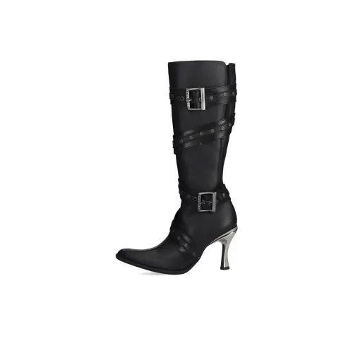 NEW ROCK Knee-high Boots 10cm Women's Black