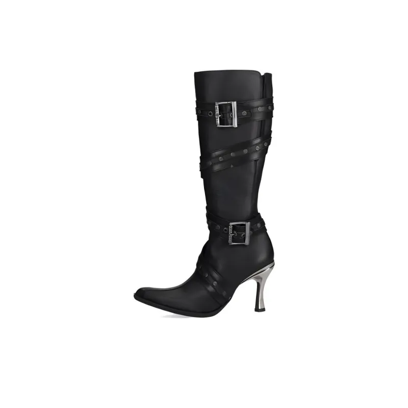 NEW ROCK Knee-high Boots 10cm Women's Black-0