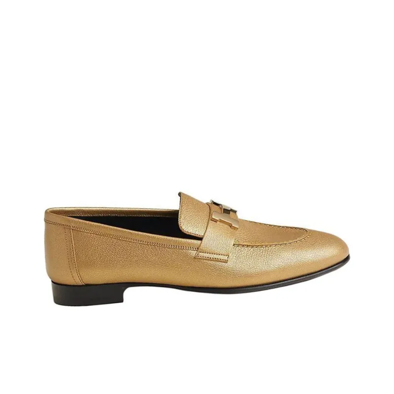HERMES Paris Loafers Women's Gold-1