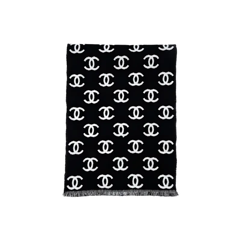 CHANEL Knit Scarves Women's Black-0