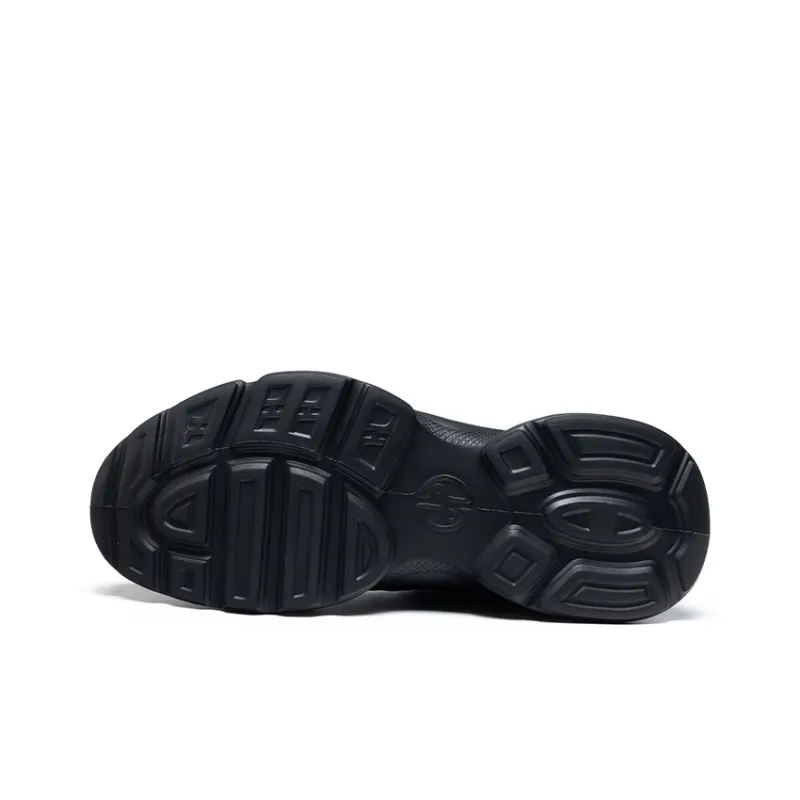 HARSON Anti Slip And Wear Resistant Lightweight Height Increasing Low Top Casual Shoes Men's Black-5