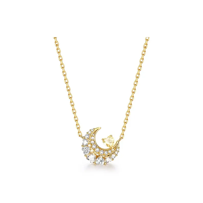FANCI Dreamy Heart Moon Series S925 Silver Necklaces Women's-0