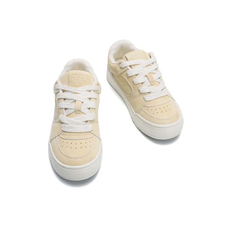 Mengsai Anti-Slip And Wear-Resistant Lightweight Low-Top Skateboard Shoes Women's Almond Yellow-2