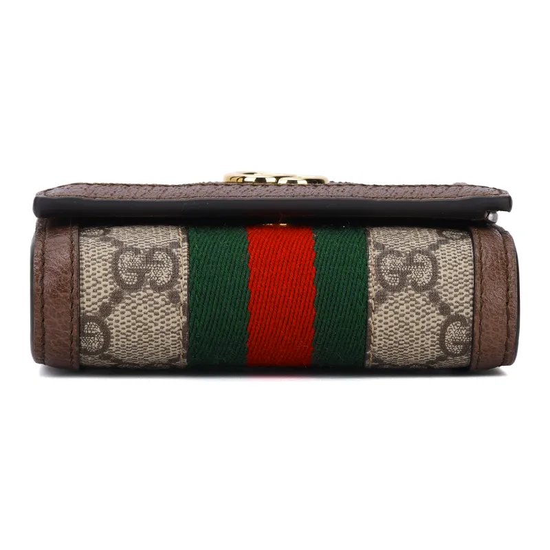 GUCCI Ophidia Canvas With Leather Card Holder Card Clip Zero Wallet Wallet Mini Women's Brown-3
