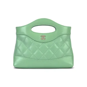 CHANEL Polished Lambskin Handbag Shoulder Bag Crossbody Bag Mini Women's Green