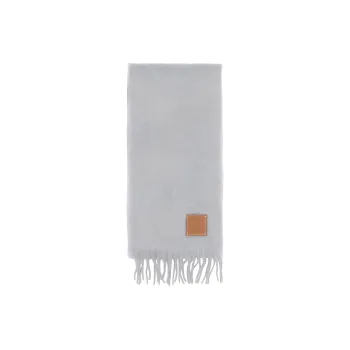 LOEWE Logo Patch Fringed Scarf