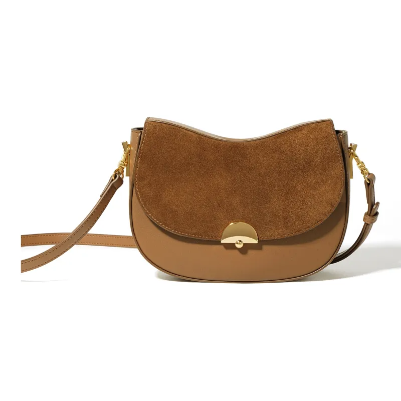 COURONNE Matte Cow Leather Crossbody Bag, Shoulder Bag Regular Women's Milk Brown & Almond Gray-0