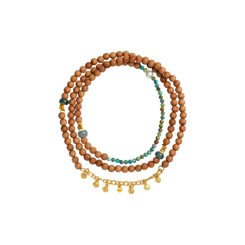 Moon Seal Hundred Rivers Laoshan Sandalwood Necklaces Unisex-0