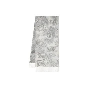 DIOR Cashmere Wool Knit Scarves Women's Beige