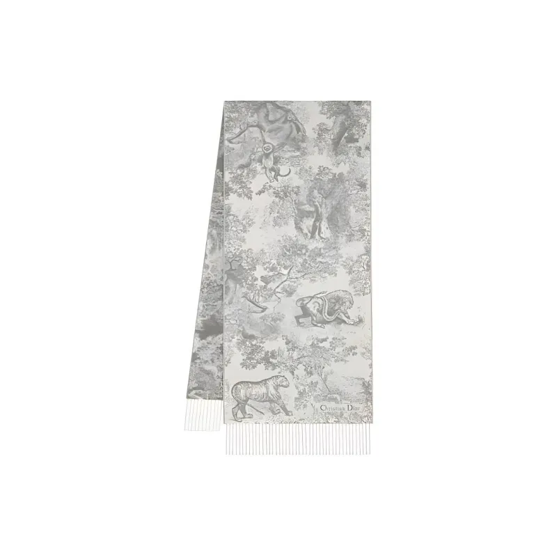 DIOR Cashmere Wool Knit Scarves Women's Beige-0