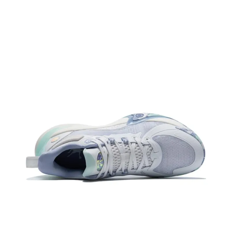 QIAODAN Cushioned Slip-Resistant High-Top Basketball Shoes Men's White Purple-2