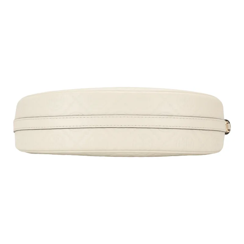 TORY BURCH T Monogram Leather Crescent Bag Light Cream-3