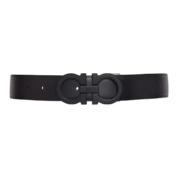 FERRAGAMO   Leather Belts Men's Black Width 3.5CM