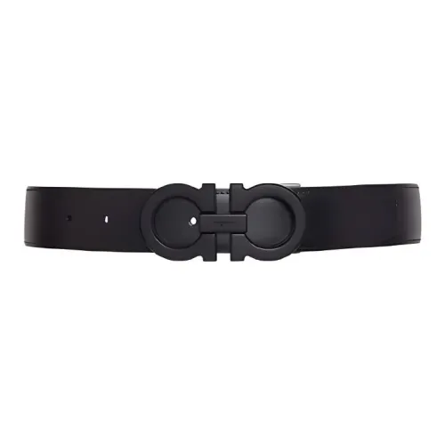 FERRAGAMO   Leather Belts Men's Black Width 3.5CM