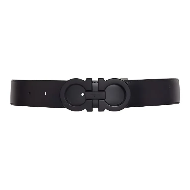 FERRAGAMO   Leather Belts Men's Black Width 3.5CM-0