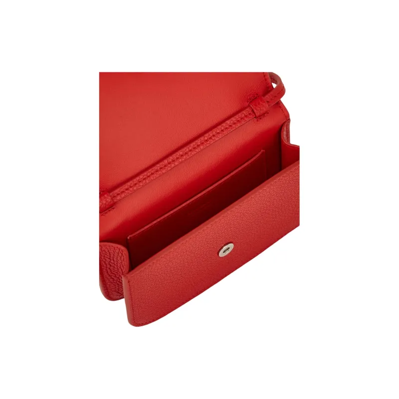 FERRAGAMO Textured Cow Leather Shoulder Bag Women's Flame Red-4