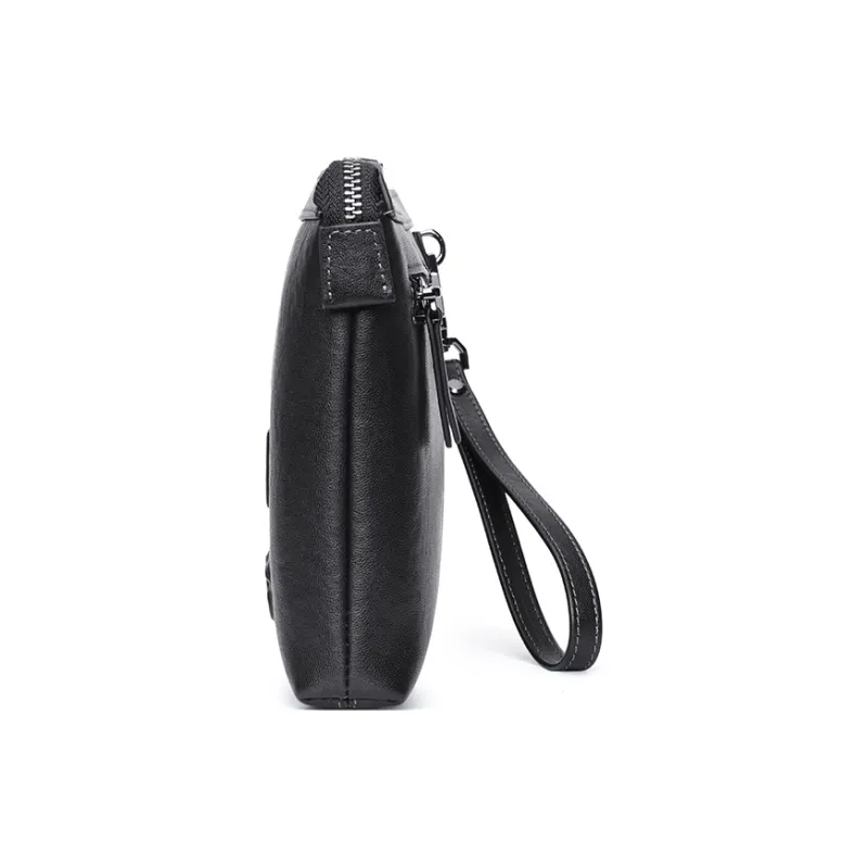 SEPTWOLVES Cow Leather Clutch Men's Black-4
