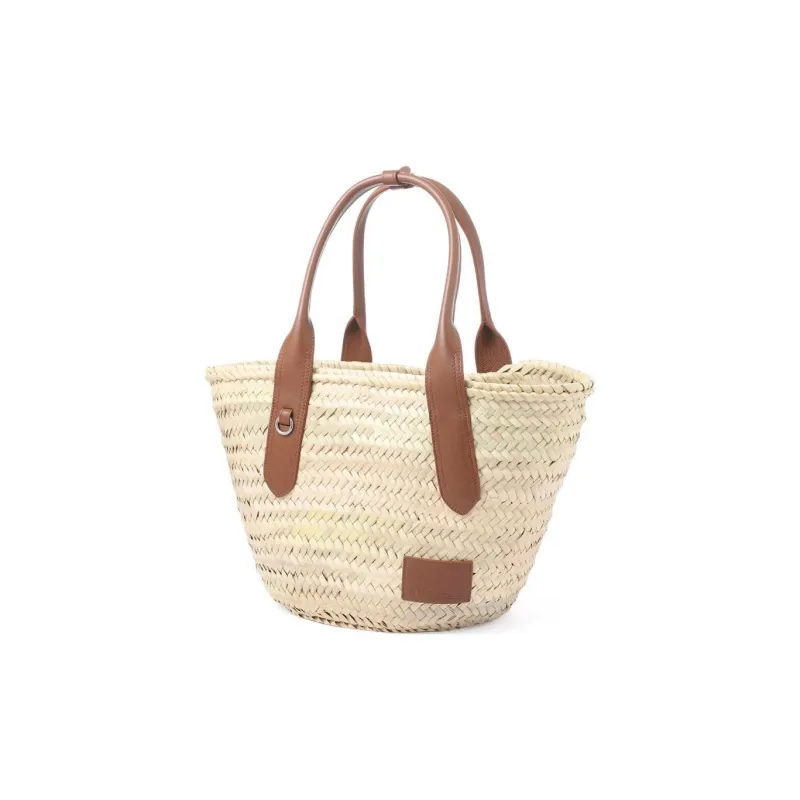 J&M Raffia Handbag Medium Size Unisex Beige Yellow-1