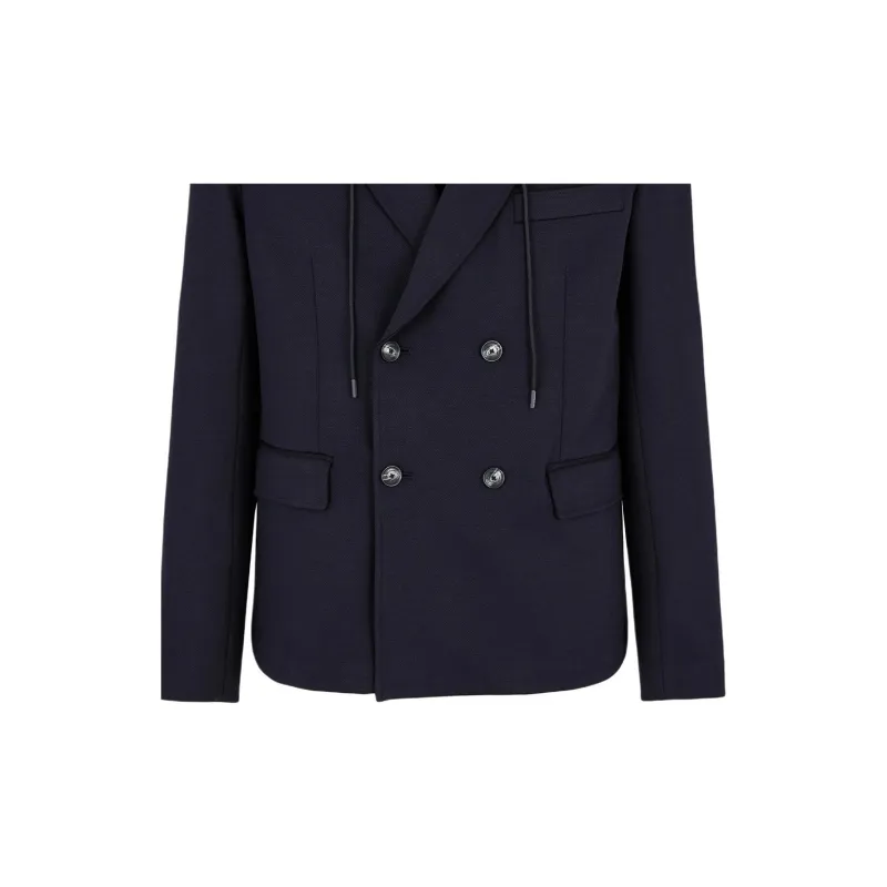 EMPORIO ARMANI Double breasted Blazer In A Soft Wool blend Cloth With A Nylon Hood-5