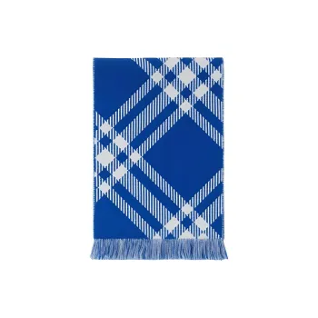 Burberry Checked Fringed Knit Scarf