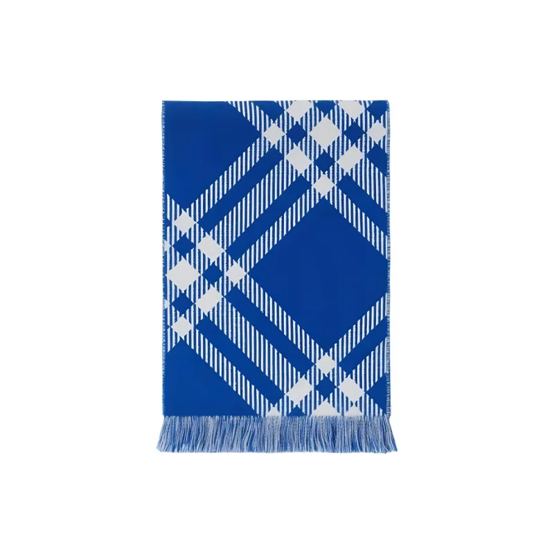 Burberry Checked Fringed Knit Scarf-0