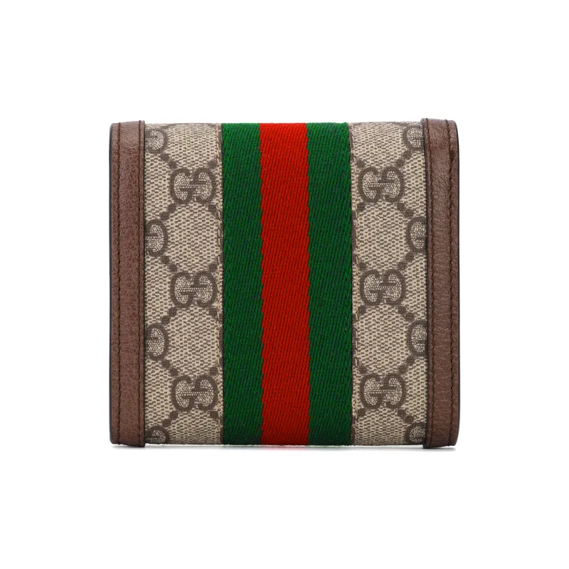 GUCCI Ophidia Canvas With Leather Card Holder Card Clip Zero Wallet Wallet Mini Women's Brown-2