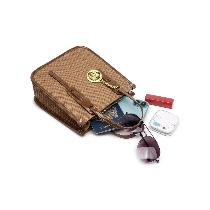 FAIRWHALE PU Shoulder Bag Crossbody Bag Handbag Regular Women's Tan-7