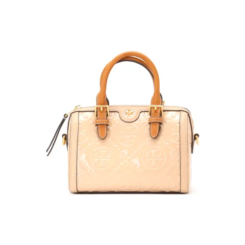 TORY BURCH T Monogram Leather Shoulder Bag Crossbody Bag Handbag Small Size Women's Light Peach