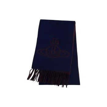 Vivienne Westwood Wool Knit Scarves Unisex Marine Blue