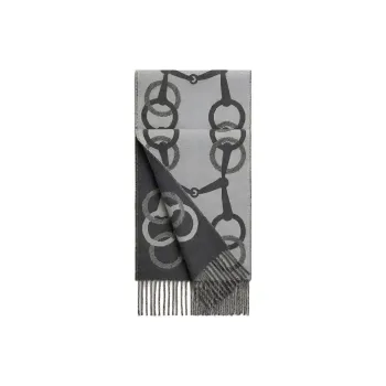 HERMES Cashmere Knit Scarves Unisex Medium Gray