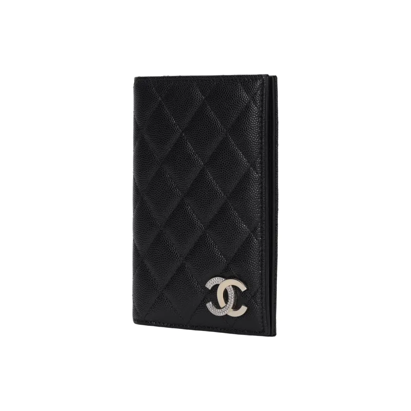 CHANEL Litchi Grain Cow Leather Passport Holder, Wallet, Card Holder Women's Black-1