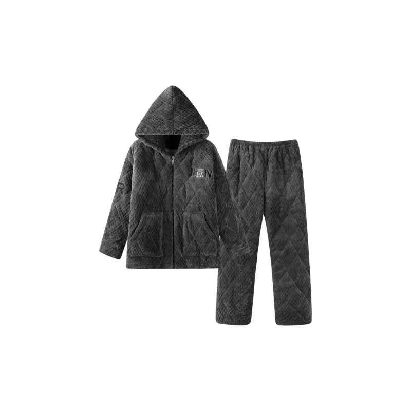 XIAFENYAN Pajama Set Men's Charcoal Gray-0