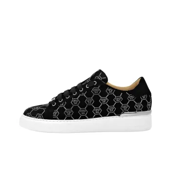 PHILIPP PLEIN Lo-Top STRASS MONOGRAM Low-Top Skateboard Shoes Men's Black