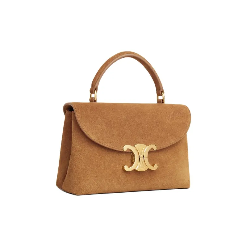 CELINE Suede Calfskin Shoulder Bag, Crossbody Bag, Handbag Women's Brown-1