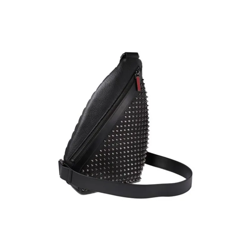 CL LUBOTING Leather Sling Bag Men's Black-1