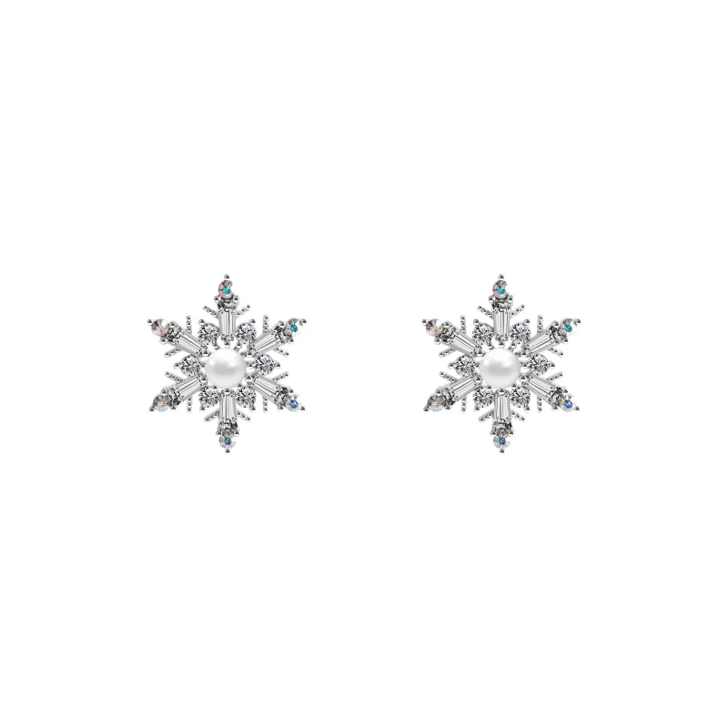 KEYS VIA Copper Alloy Synthetic Cubic Zirconia Faux Pearl Rhinestone Earrings Women's-7