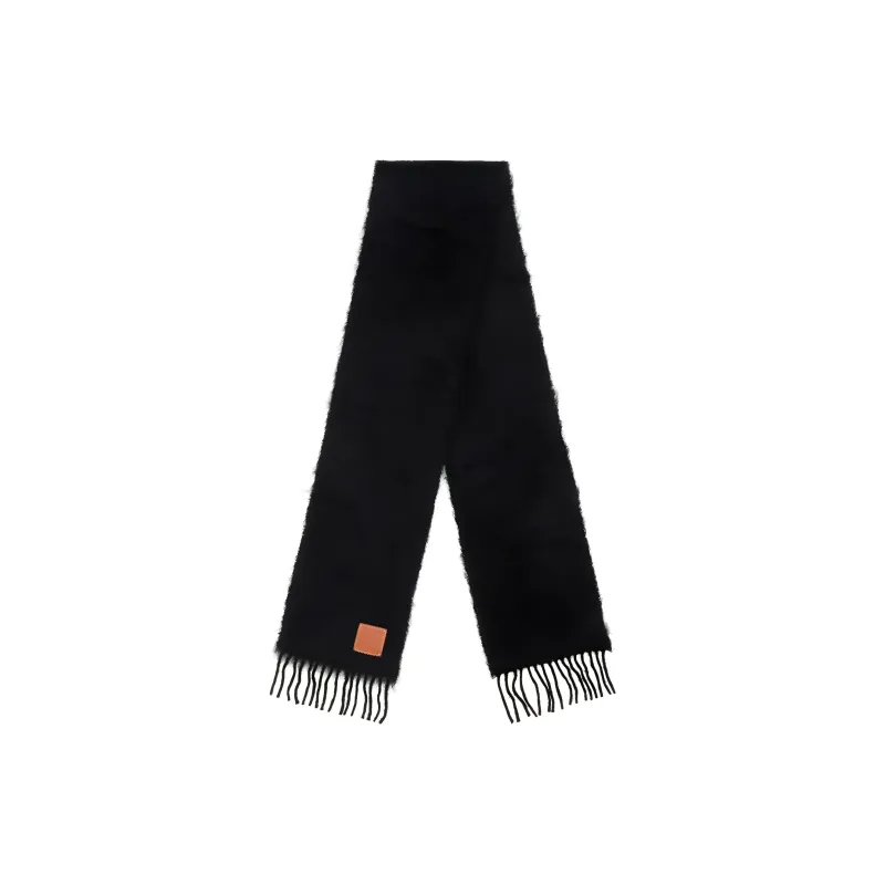 LOEWE Logo Patch Fringed Scarf-1