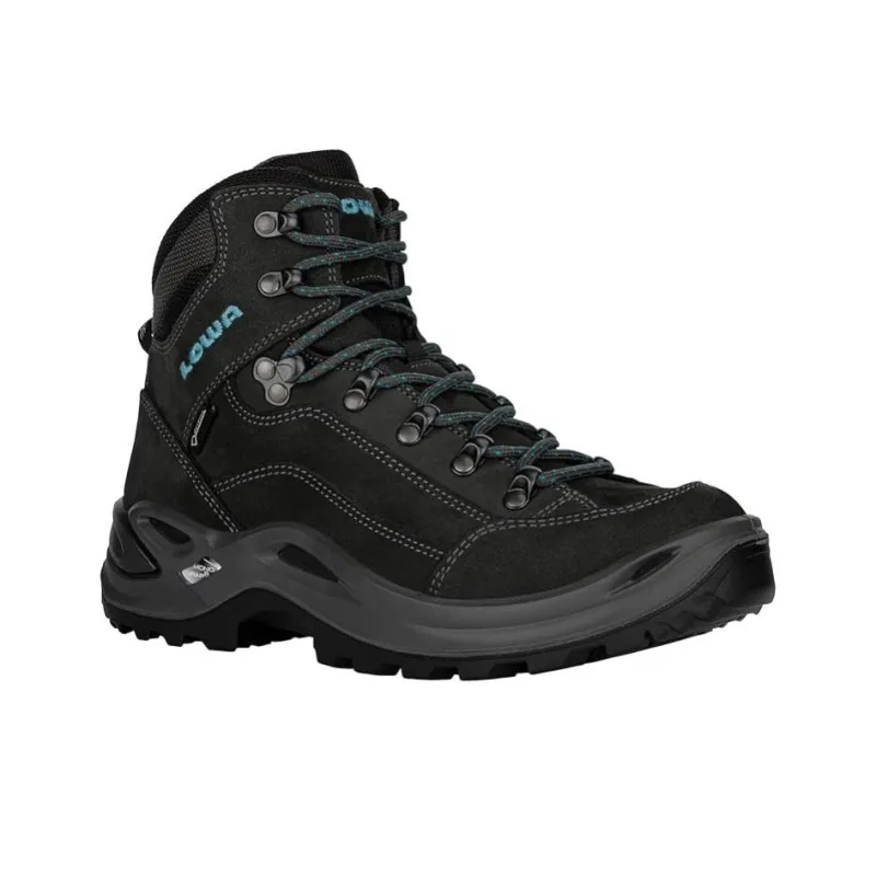 Lowa Renegade Anti-Slip Wear-Resistant High-Top Trekking Shoes Women's Black Blue-3