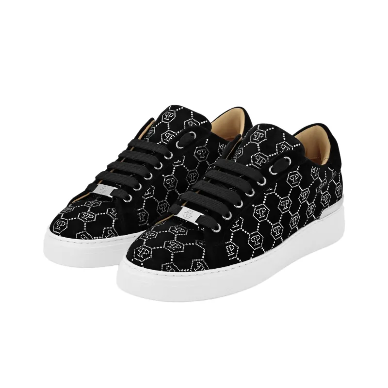 PHILIPP PLEIN Lo-Top STRASS MONOGRAM Low-Top Skateboard Shoes Men's Black-3