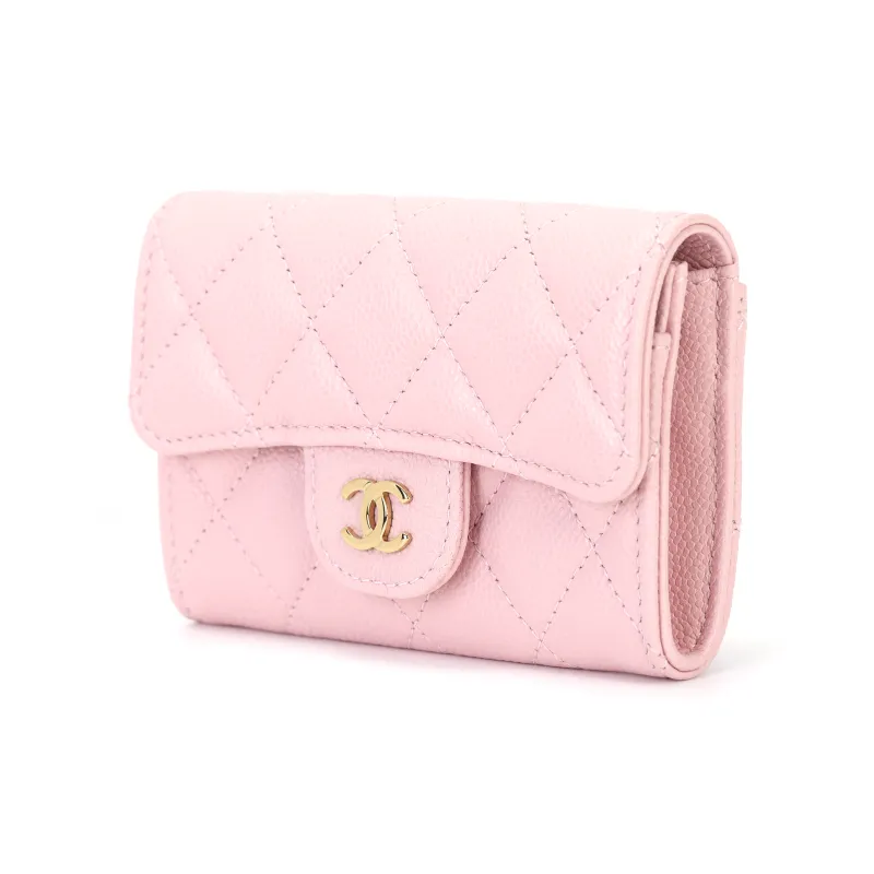 CHANEL Calfskin Card Holder Women's Cherry Blossom Pink-1