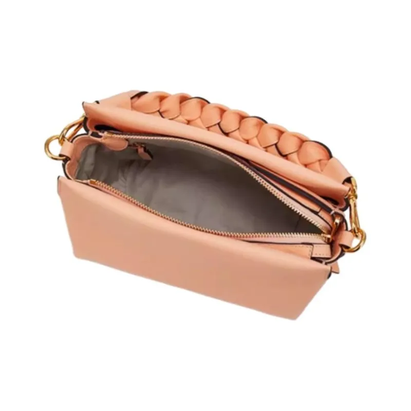COCCINELLE Cow Leather Shoulder Bag Crossbody Bag Handbag Medium Size Women's Apricot & Red-3